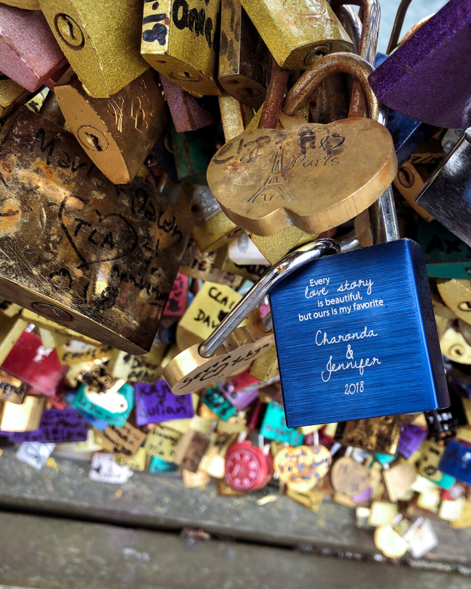 Paris bridge with love locks